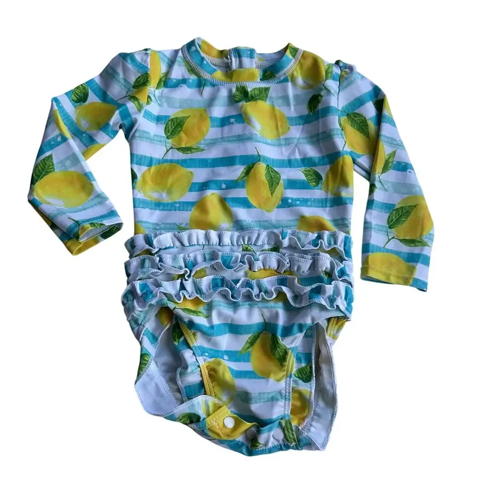 Uideazone Lemon Print Rash Guard Swimsuit - Size 100